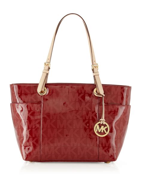 michael kors signature tote with red straps